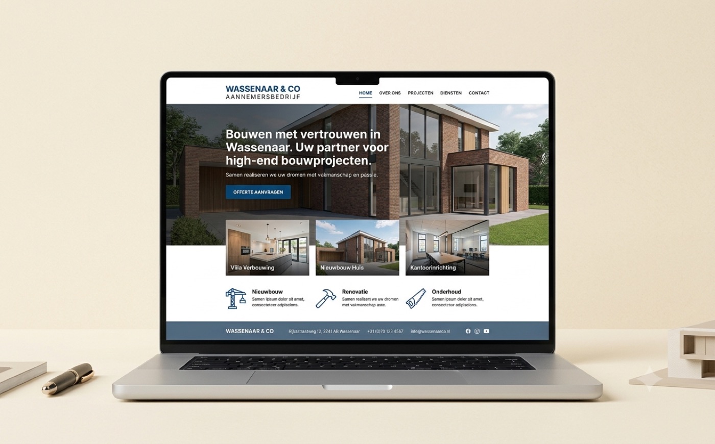 Voorbeeldwebsite voor een aannemer