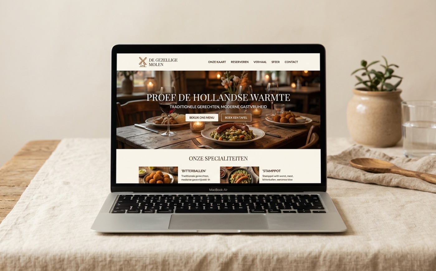 Voorbeeldwebsite voor een restaurant